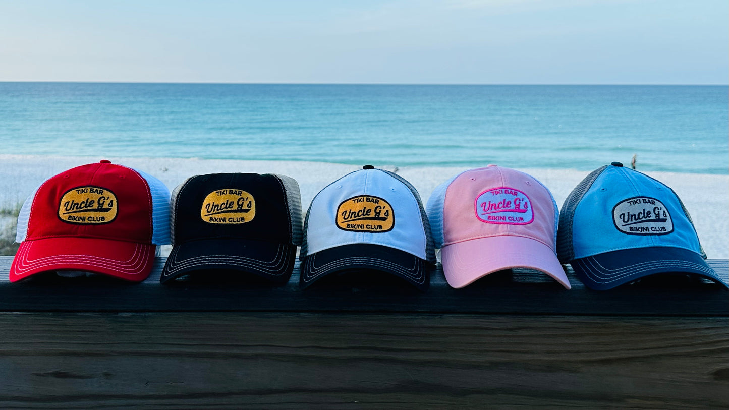 Uncle G's Original Stitched Logo Trucker Hat - White/Charcoal/Black